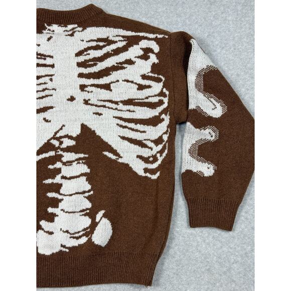 Aelfric Eden Mens Size M Brown Skull Back Graphic Sweater - Picture 7 of 10